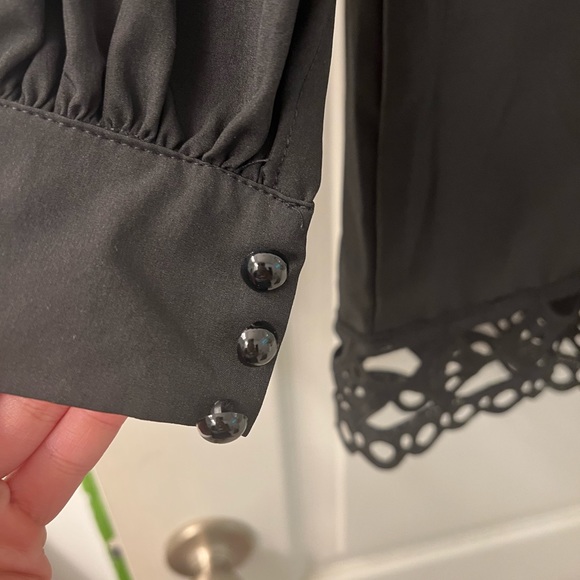 Black Lace Embellished Romper long sleeve - Picture 4 of 6